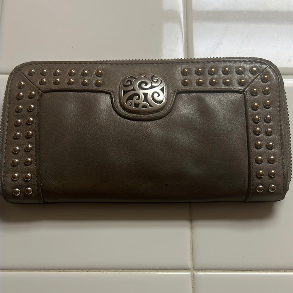 Brighton taupe studded leather wallet